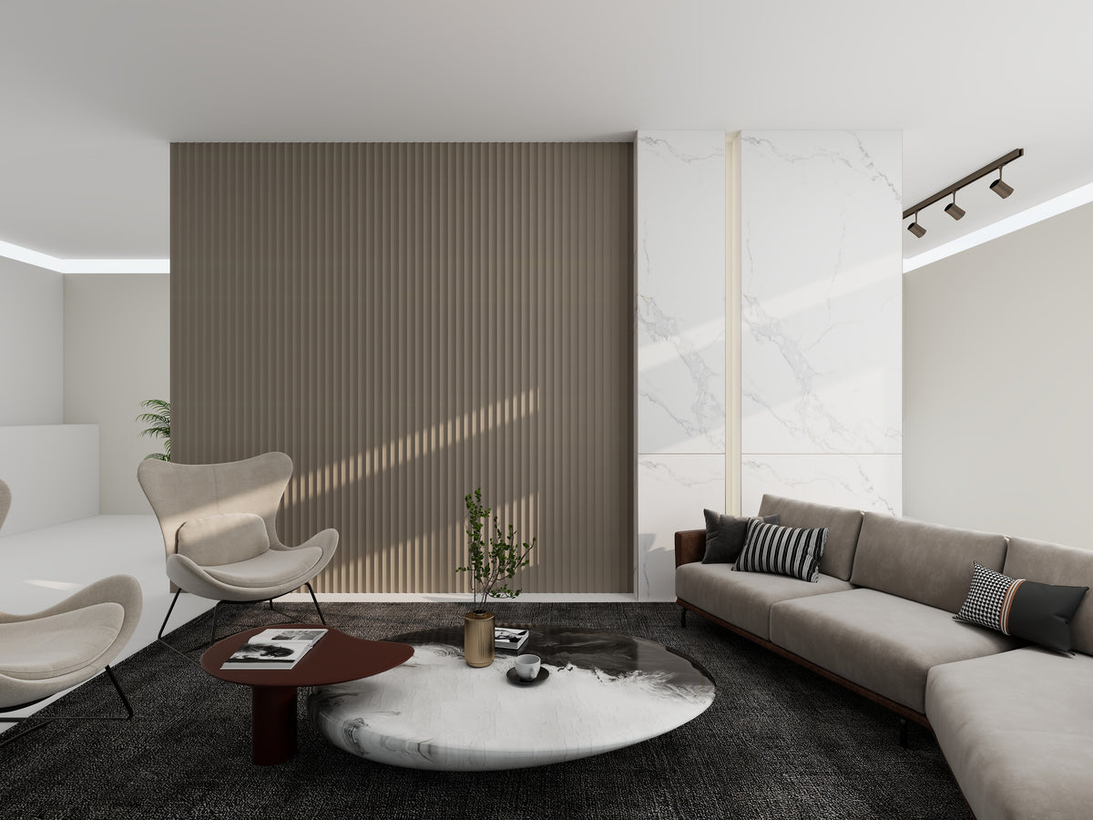 Panel WPC 3D Cóncavo Grande Cloud Taupe
