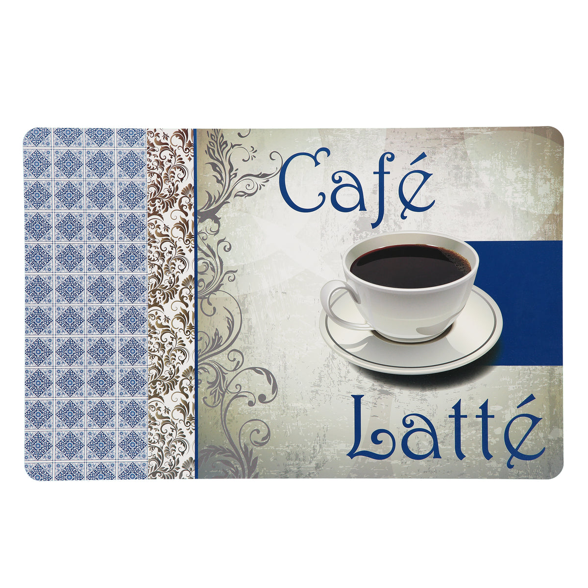 MANTEL INDIVIDUAL PRINTED CAFÉ LATTE AZUL 24656D