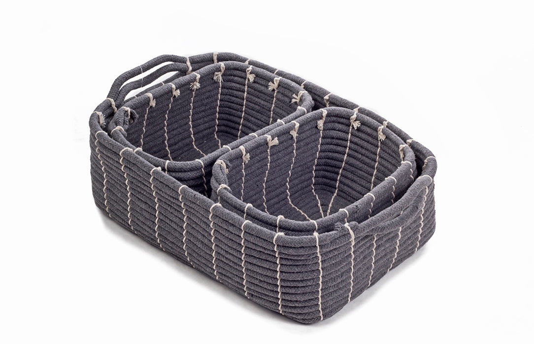 Canasta organizadora cuerda gris